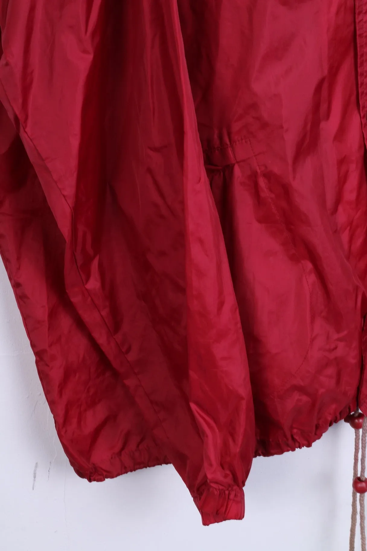Authentic Style Mens XL Jacket Red Hidden Hood Waterproof Sportswear Clasps  Nylon