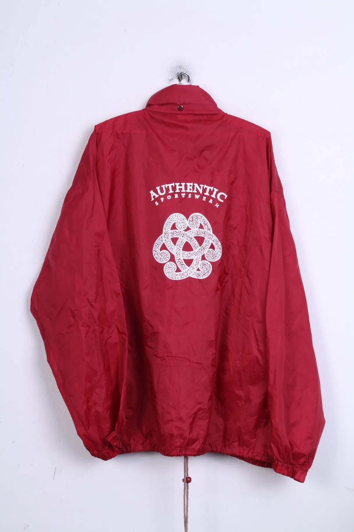 Authentic Style Mens XL Jacket Red Hidden Hood Waterproof Sportswear Clasps  Nylon