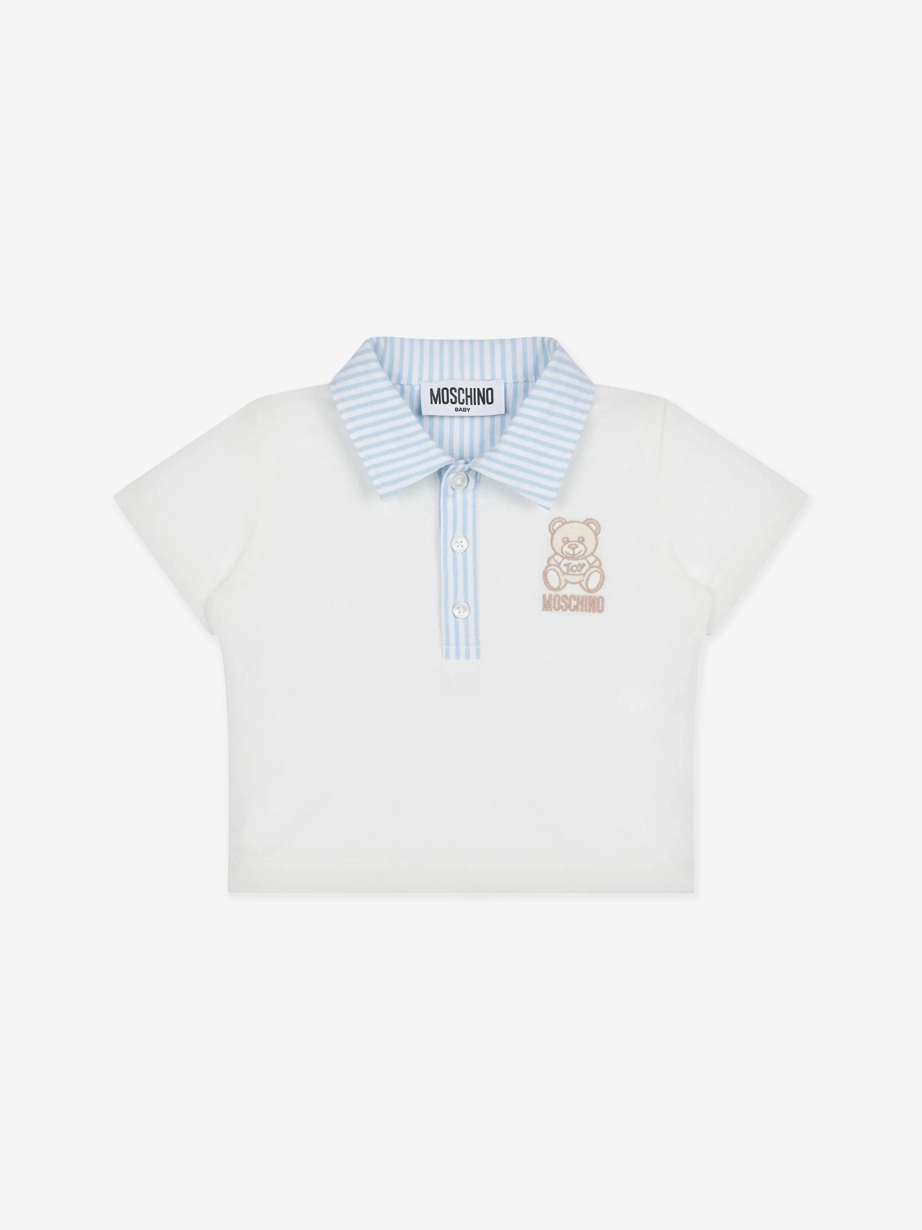 Baby Boys Teddy Bear Polo Shirt in Ivory