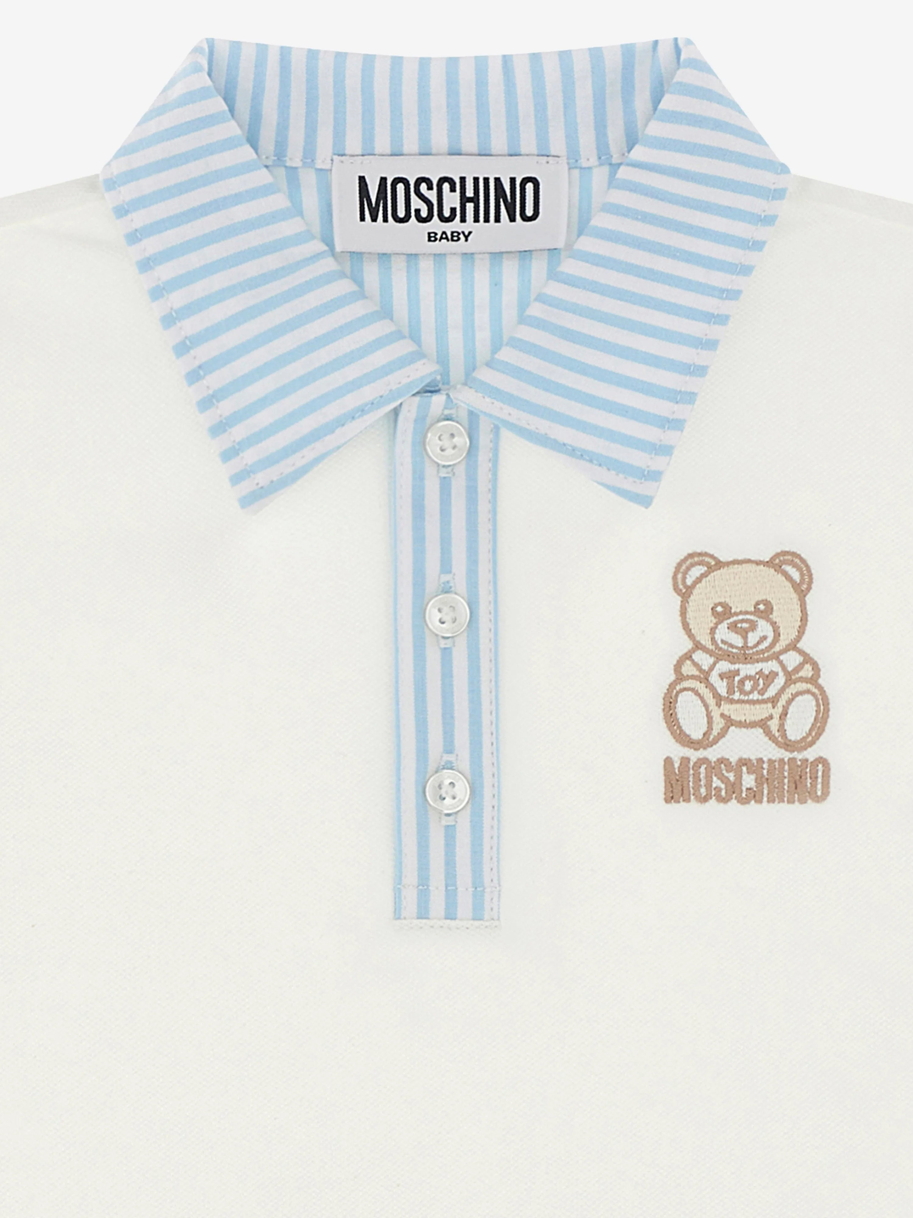 Baby Boys Teddy Bear Polo Shirt in Ivory
