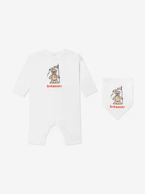 Baby Casey Bear Romper Set in White