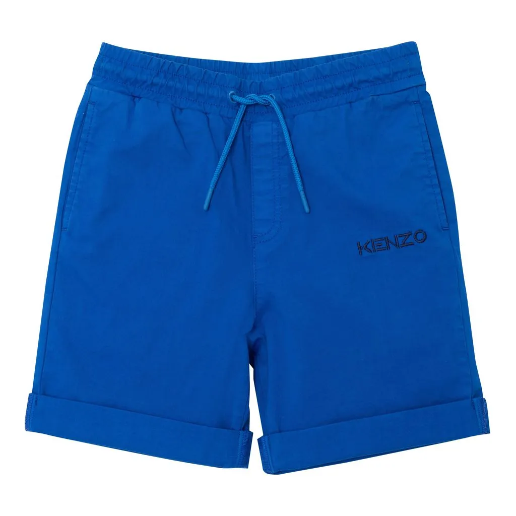 Blue Logo Print Shorts