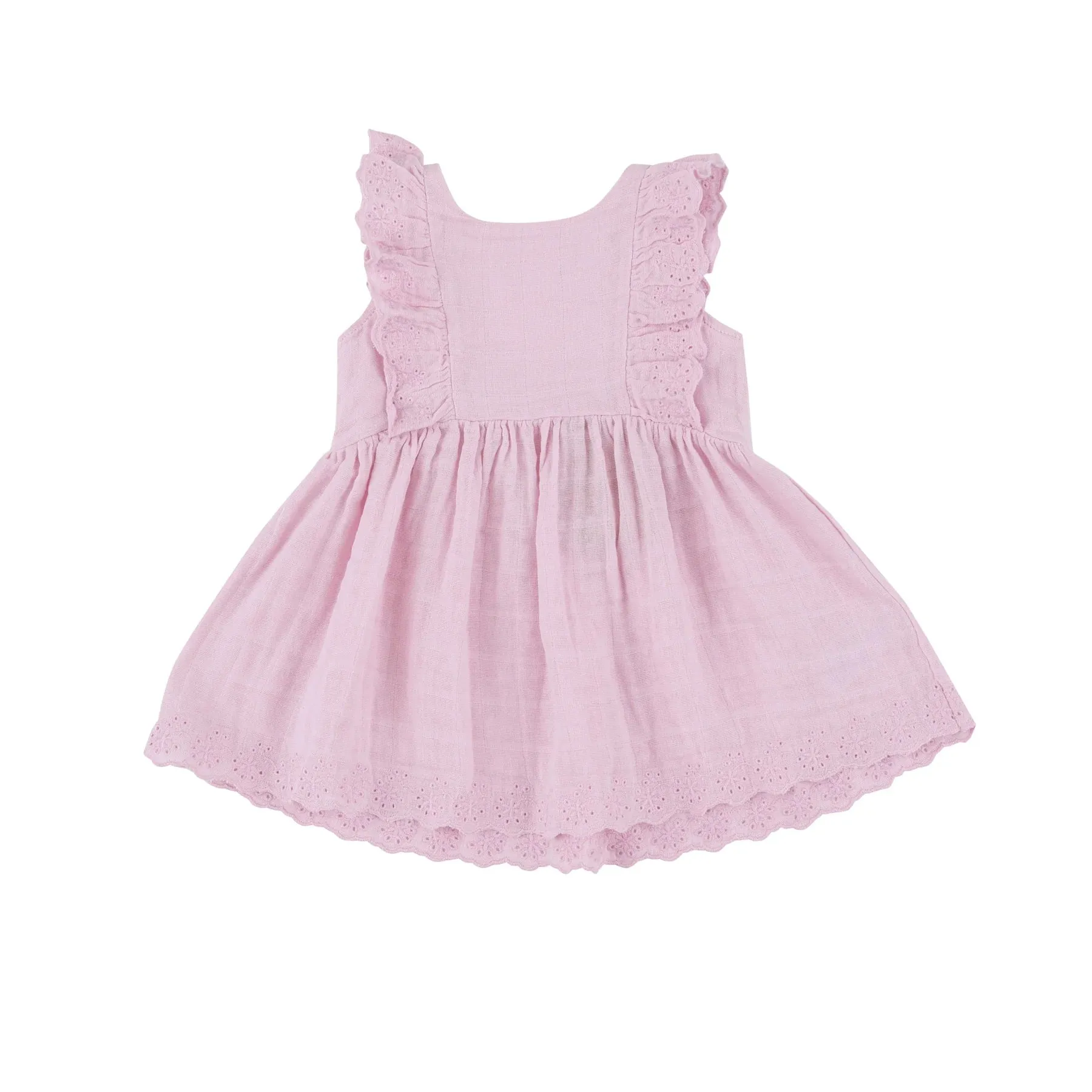 Eyelet Edged Dress & Diaper Cover - Ballet Solid Muslin | Angel Dear