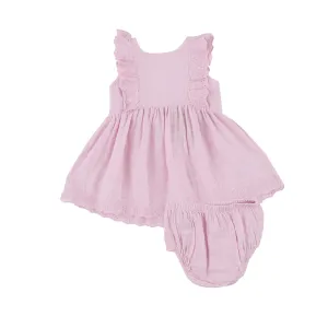 Eyelet Edged Dress & Diaper Cover - Ballet Solid Muslin | Angel Dear