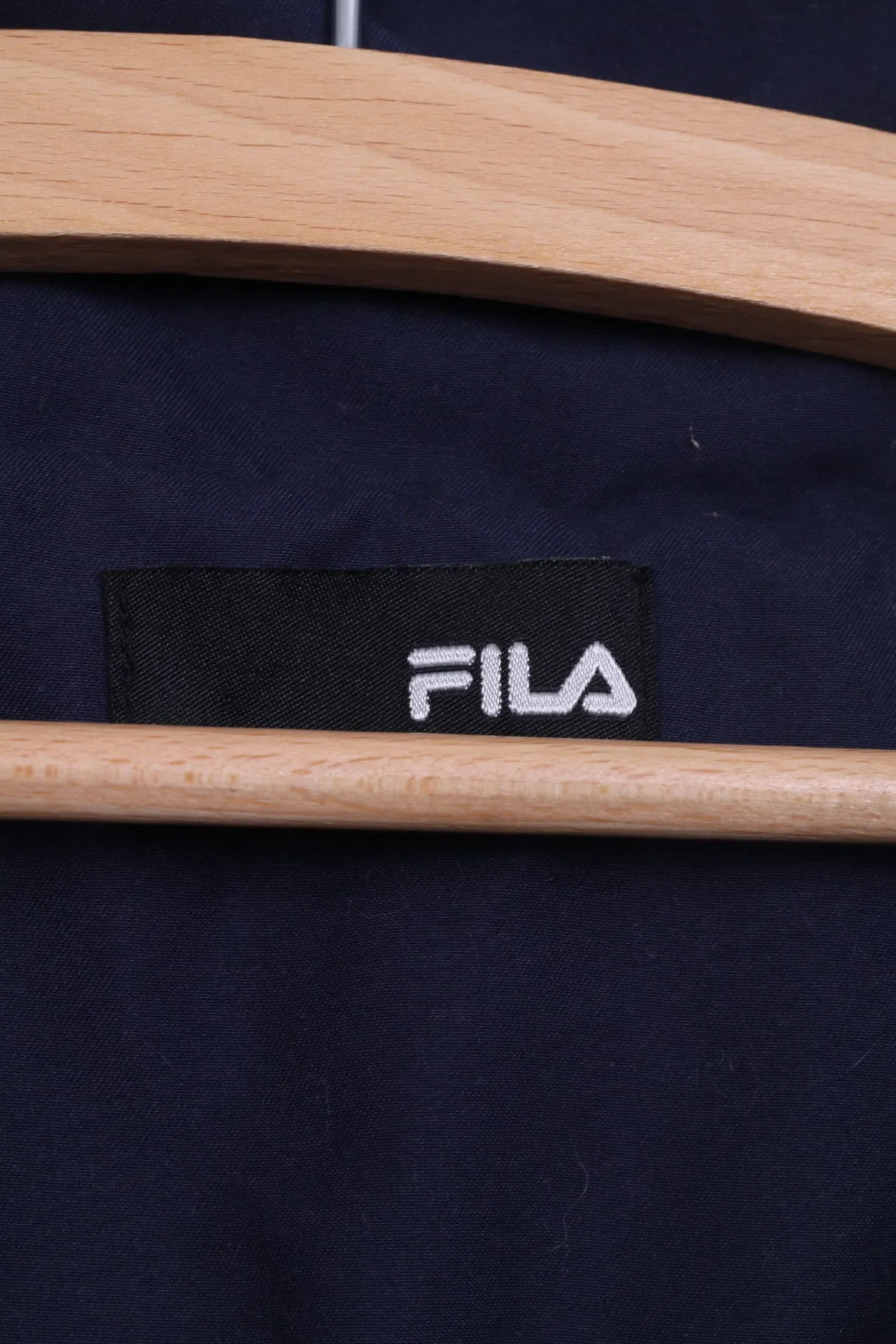 Fila Mens L Jacket Lightweight Zip Neck Zipper Sportswear Kangaoo Pocket Navy