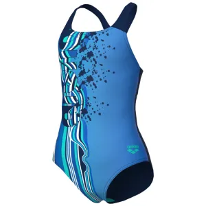 GIRLS' SWIMSUIT ARENA PALETTE SWIM PRO BACK - NAVY MULTI/NAVY/NAVY