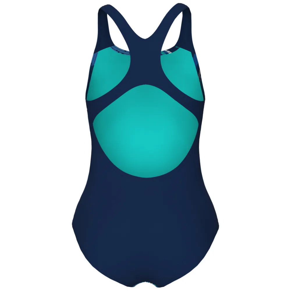 GIRLS' SWIMSUIT ARENA PALETTE SWIM PRO BACK - NAVY MULTI/NAVY/NAVY