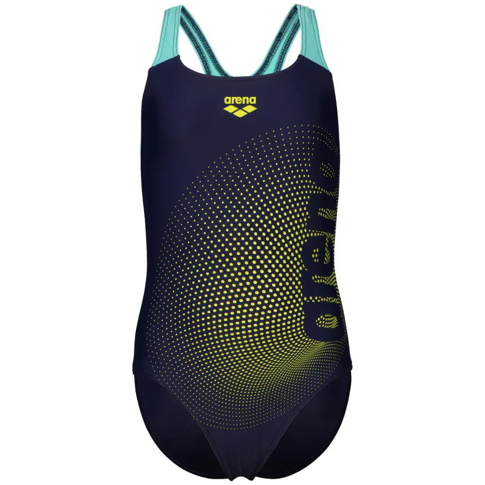 GIRLS' SWIMSUIT DIM LIGHTS SWIM PRO BACK - NAVY/WATER