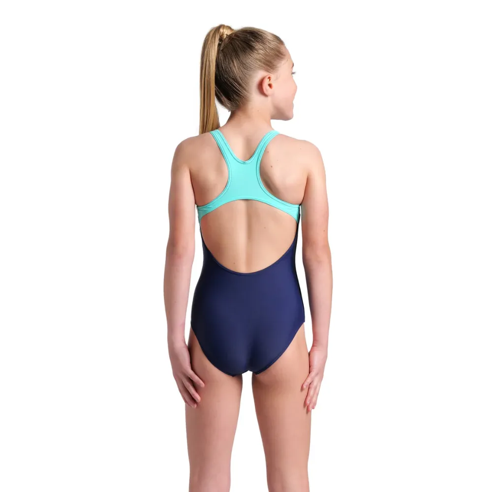 GIRLS' SWIMSUIT DIM LIGHTS SWIM PRO BACK - NAVY/WATER