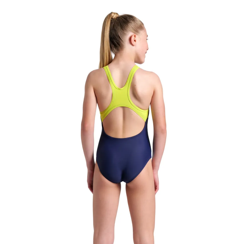 GIRLS' SWIMSUIT LIGHT TRICKS SWIM PRO BACK - NAVY/SOFT GREEN/MULTI