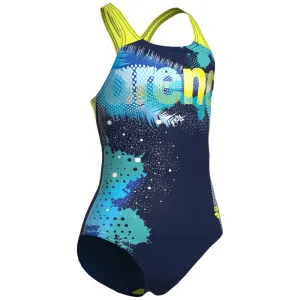 GIRLS' SWIMSUIT LIGHT TRICKS SWIM PRO BACK - NAVY/SOFT GREEN/MULTI