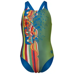 GIRLS' SWIMSUIT PALETTE SWIM PRO BACK - MULTI SOFT GREEN/BLUE RIVER