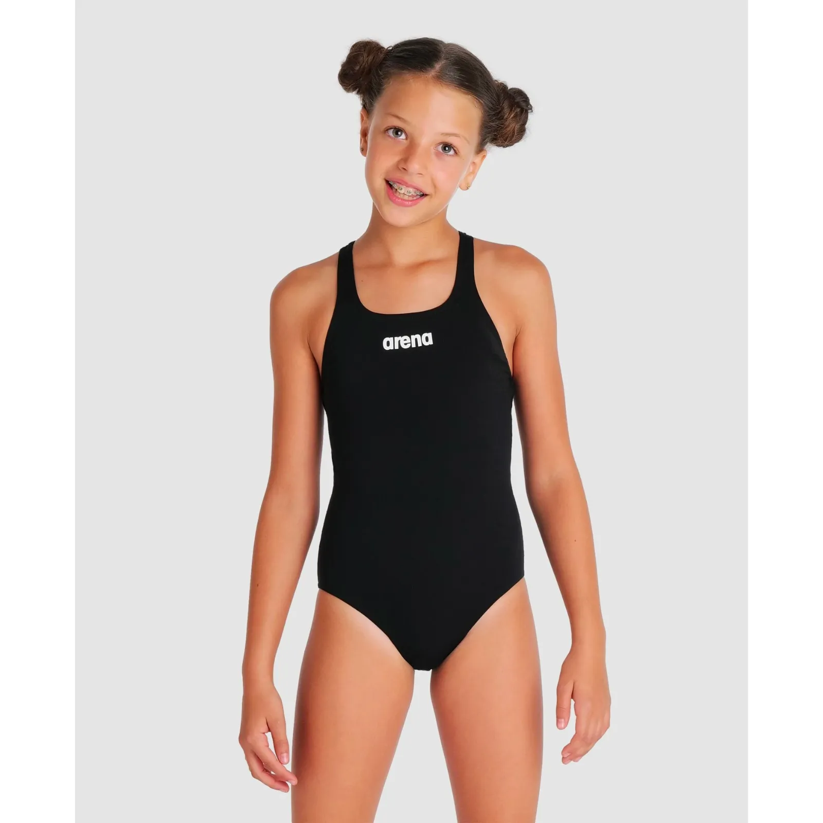 GIRLS' TEAM SWIMSUIT SWIM PRO SOLID - BLACK
