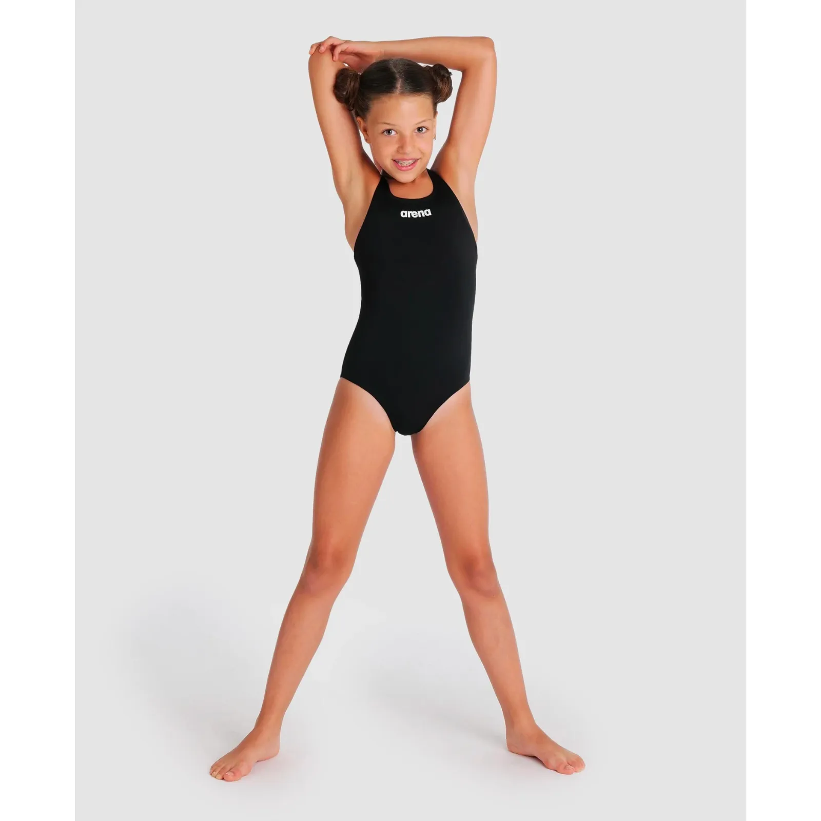 GIRLS' TEAM SWIMSUIT SWIM PRO SOLID - BLACK