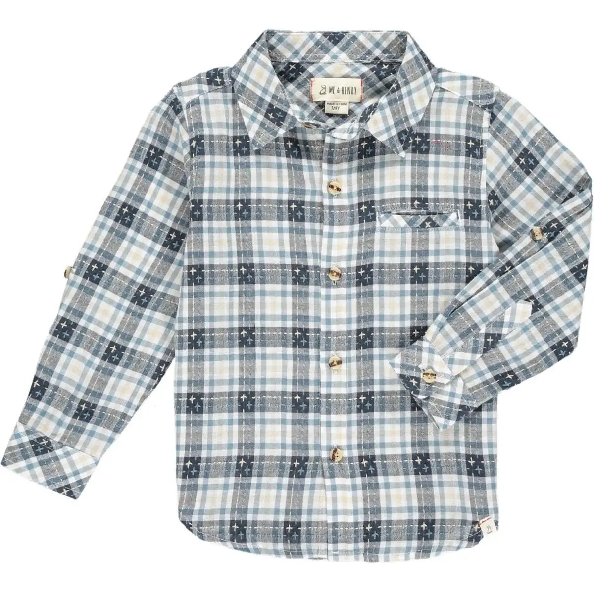 Grey stitchwork woven shirt | Me & Henry