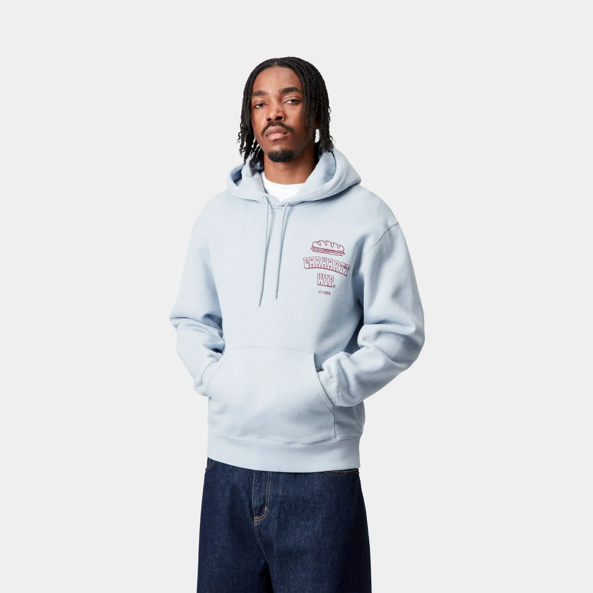 Hooded Sandwich Sweatshirt | Blue Fog / Red Carhartt WIP