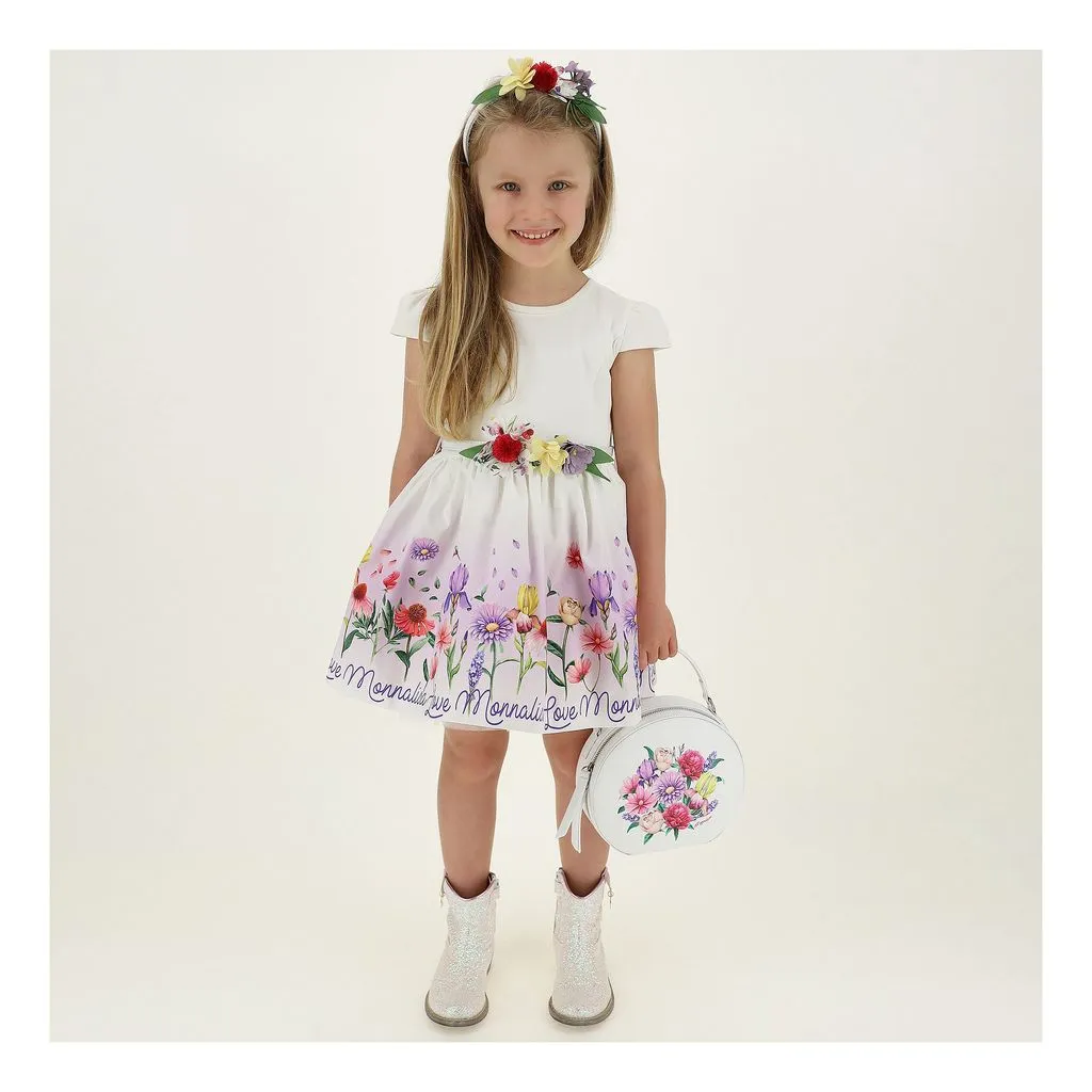Ivory & Purple Floral Dress