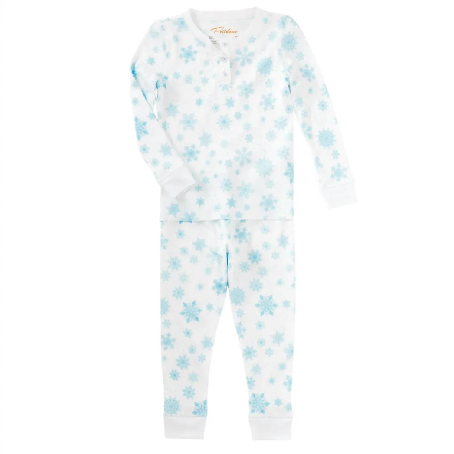 Kids' 2 Piece Pajamas In Blue Snowflakes