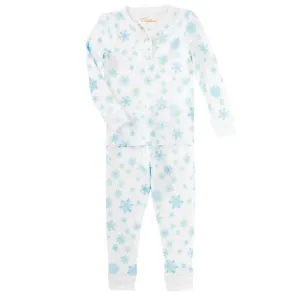 Kids' 2 Piece Pajamas In Blue Snowflakes
