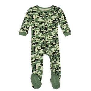 Kids Footed Cotton Pajamas Camouflage
