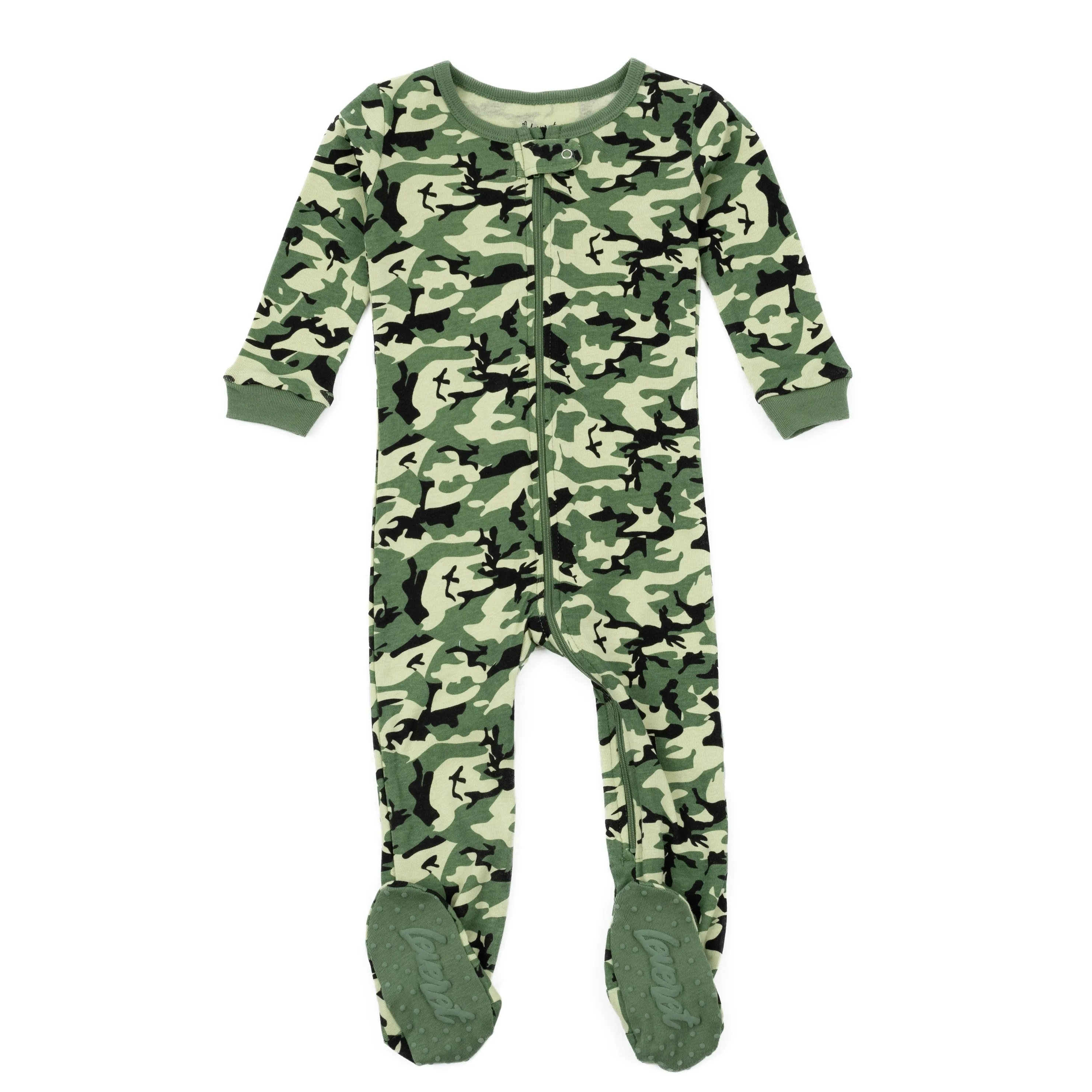 Kids Footed Cotton Pajamas Camouflage