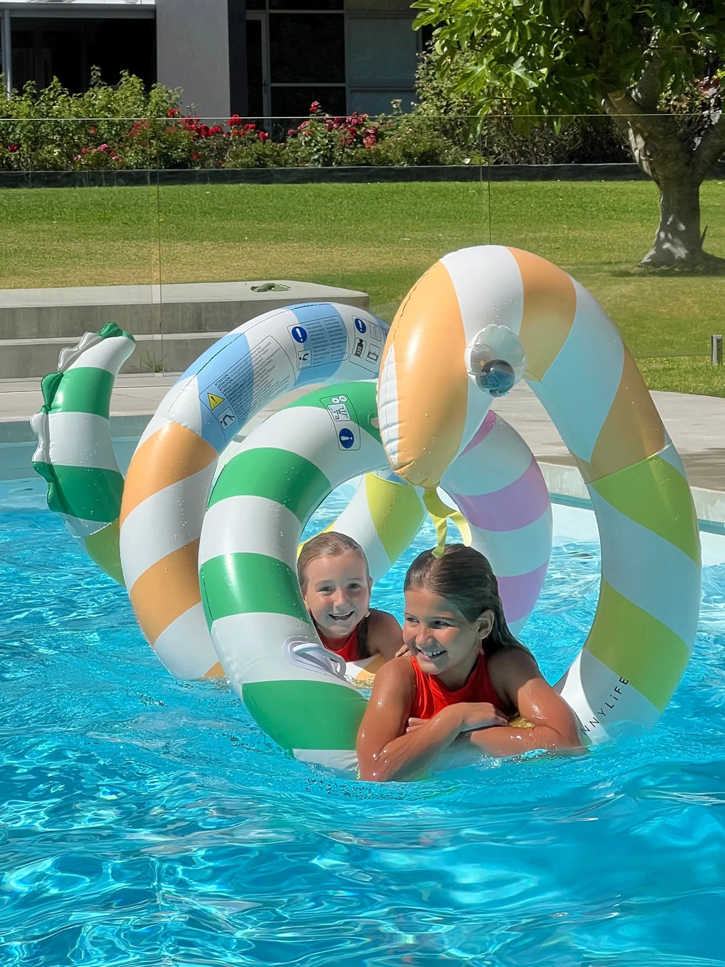Kids Giant Inflatable Noodle Poolside Sorbet Stripe in Multicolour (245cm)