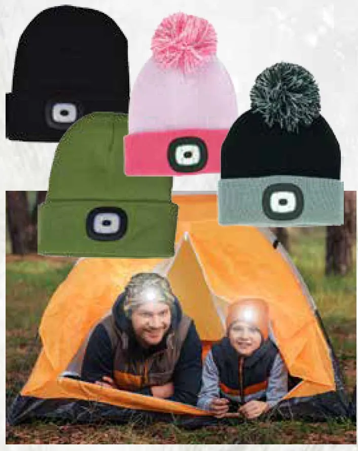 Kids Night Scout Rechargeable LED Pink Beanie Pom Hat