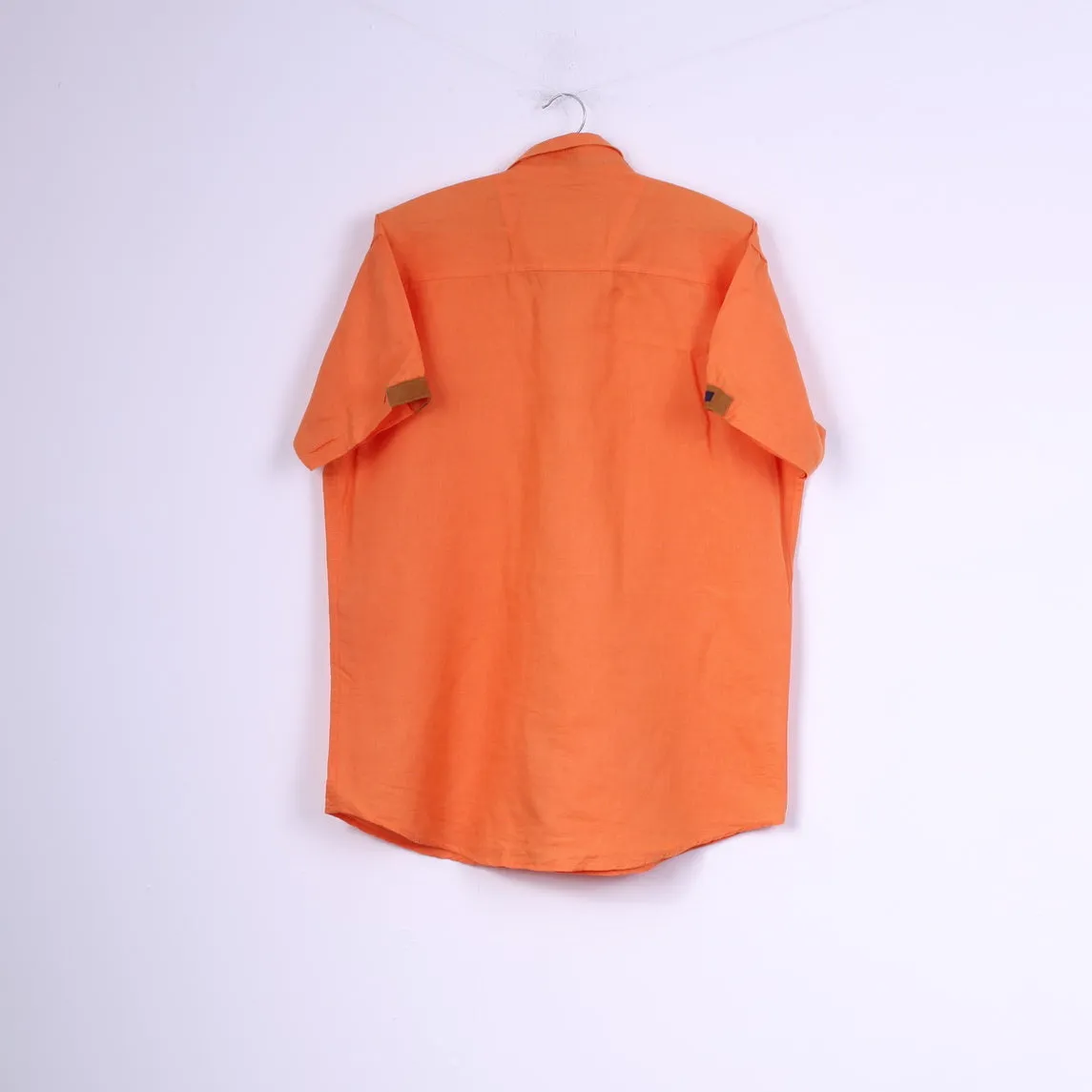 Louis Philippe Mens XL Casual Shirt Orange Cotton Authentic Sportswear Top