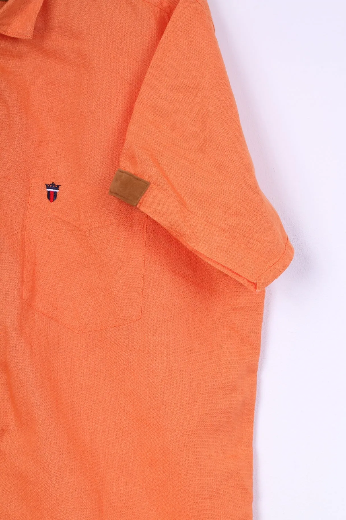 Louis Philippe Mens XL Casual Shirt Orange Cotton Authentic Sportswear Top