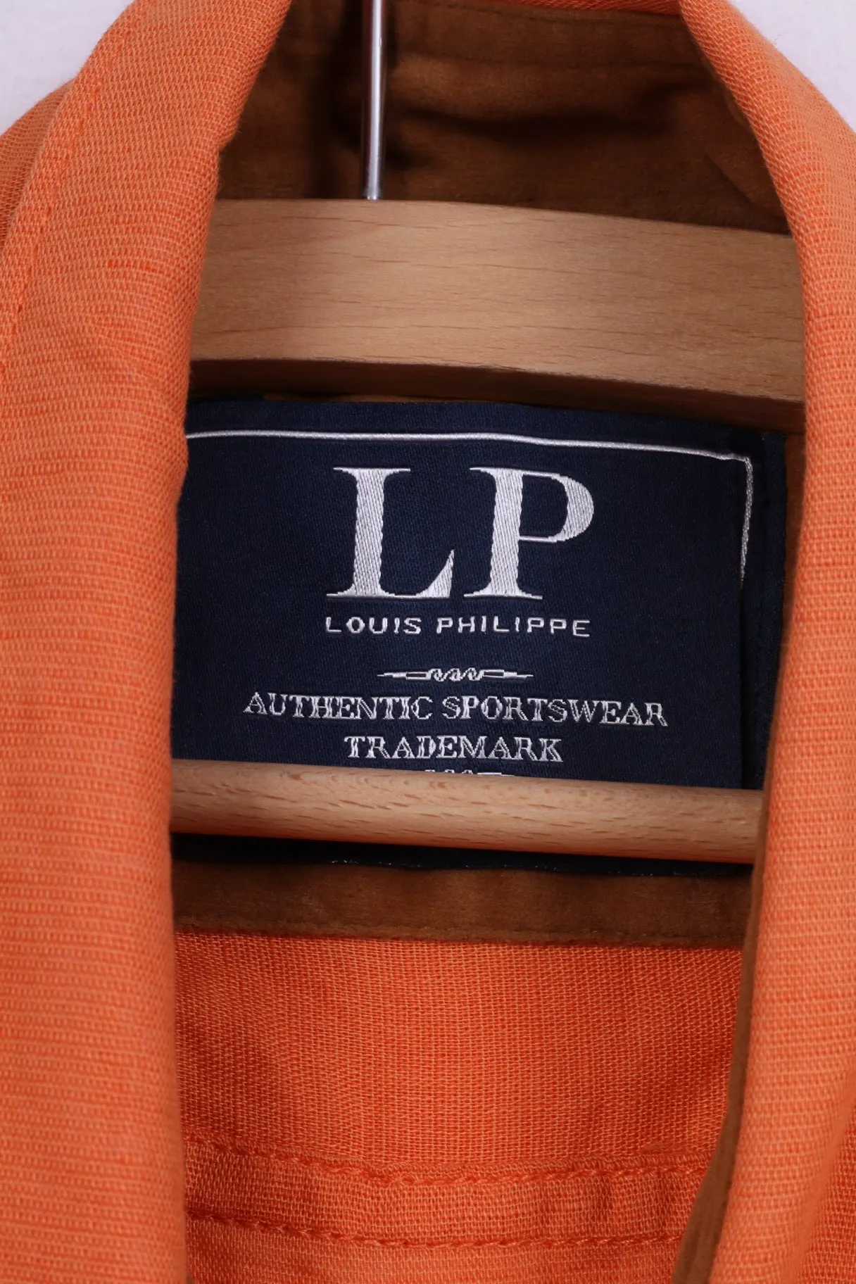 Louis Philippe Mens XL Casual Shirt Orange Cotton Authentic Sportswear Top