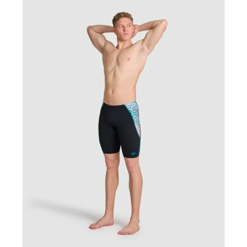 MEN'S ARENA PLANET WATER SWIM JAMMER - BLACK/WHITE MULTI