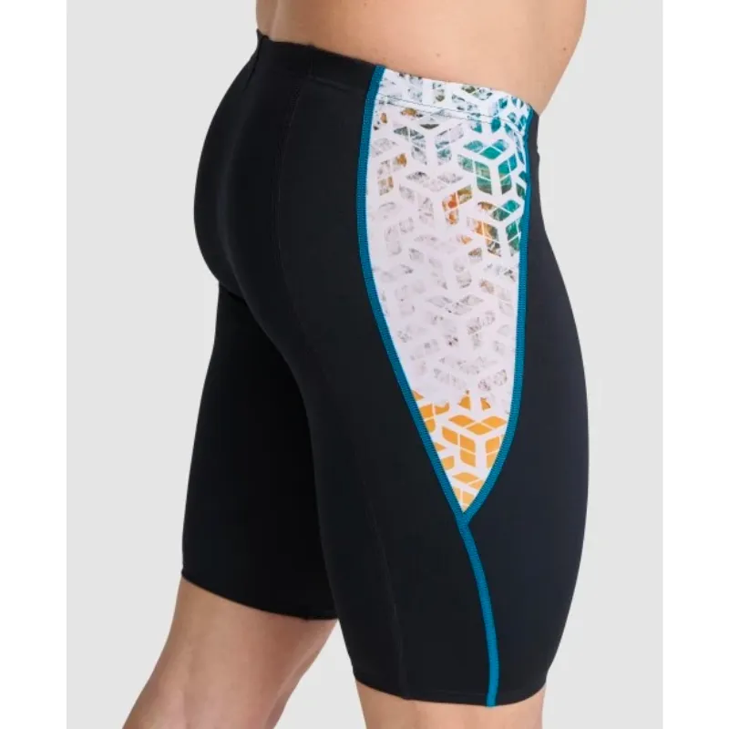 MEN'S ARENA PLANET WATER SWIM JAMMER - BLACK/WHITE MULTI
