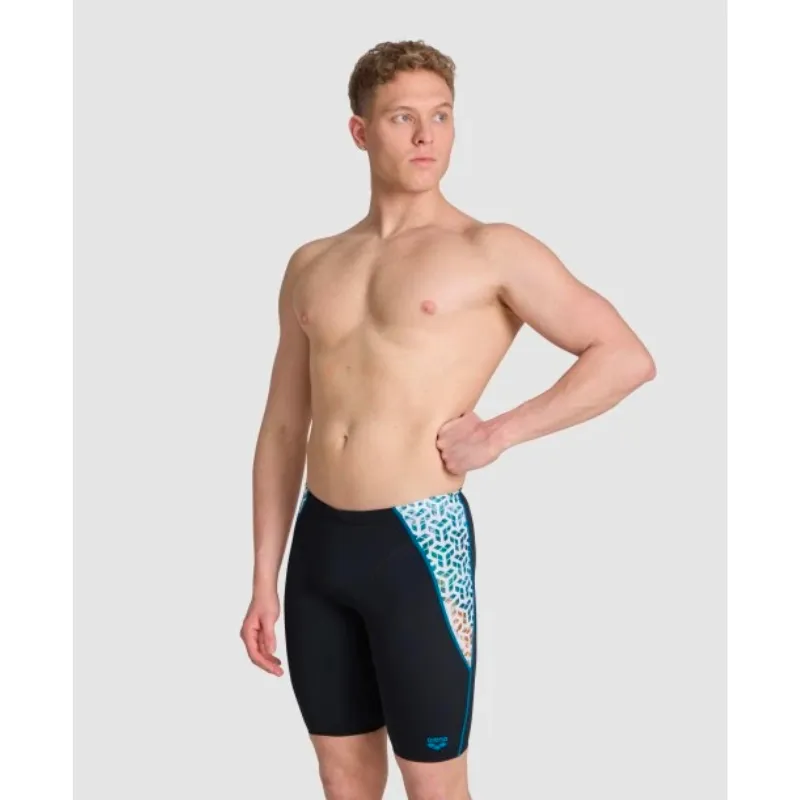 MEN'S ARENA PLANET WATER SWIM JAMMER - BLACK/WHITE MULTI
