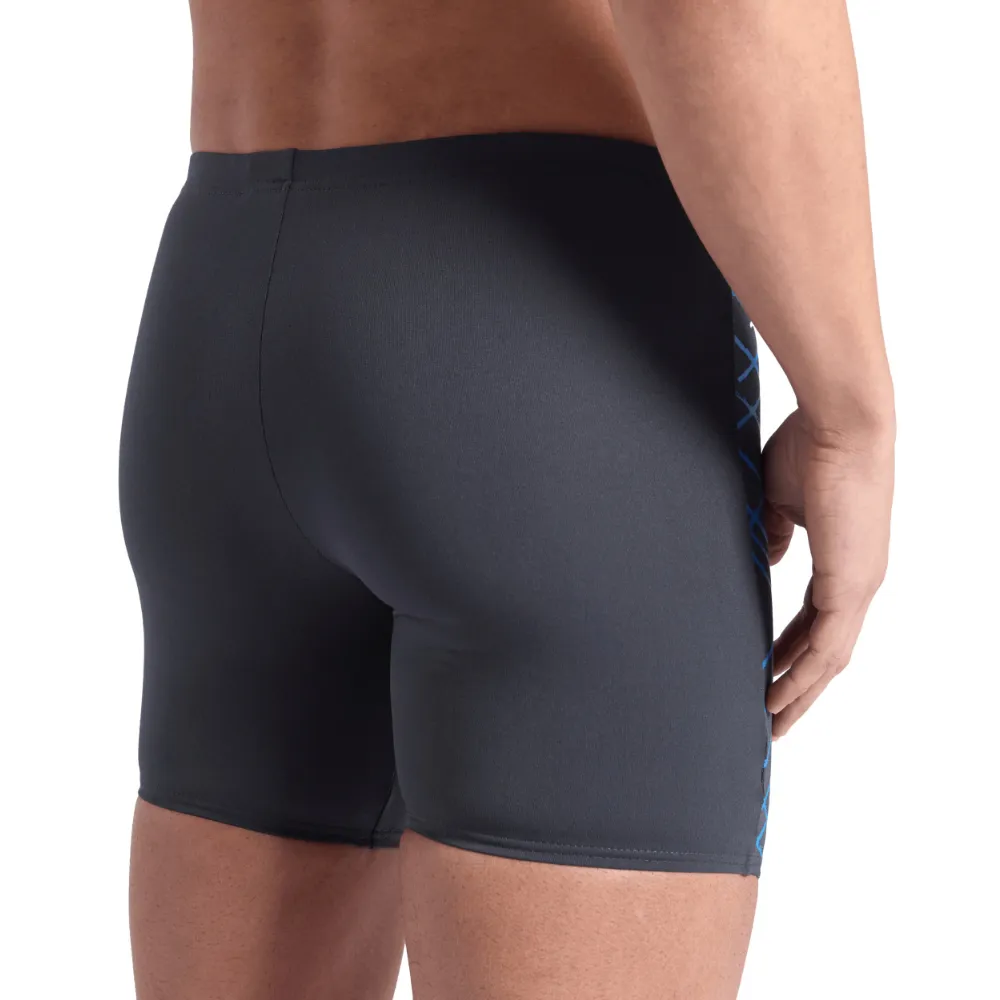 MEN'S ARENA SWIM MID JAMMER STRAIGHT LINES - ASPHALT/BLUE RIVER