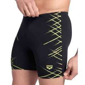 MEN'S ARENA SWIM MID JAMMER STRAIGHT LINES - BLACK/SOFT GREEN