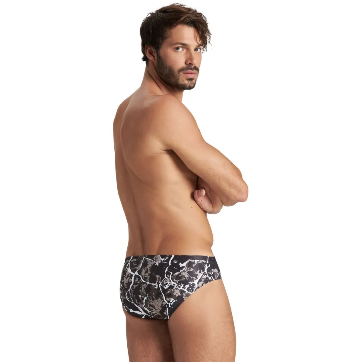 MEN'S EARTH TEXTURE BRIEF - BLACK/BLACK MULTI