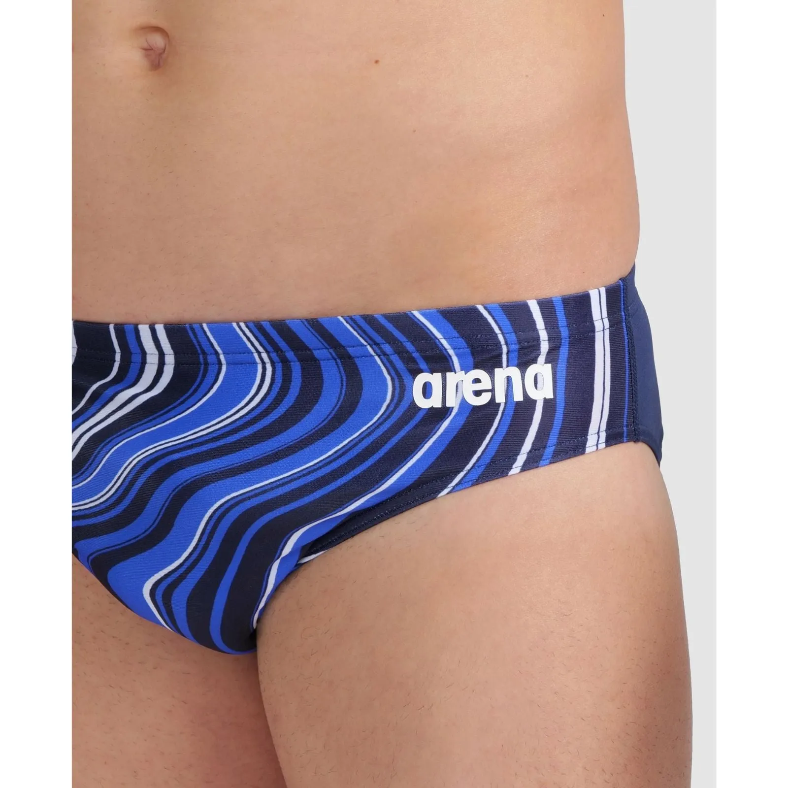 MEN'S MARBLED PRINT SWIM BRIEF - NAVY/NAVY MULTI