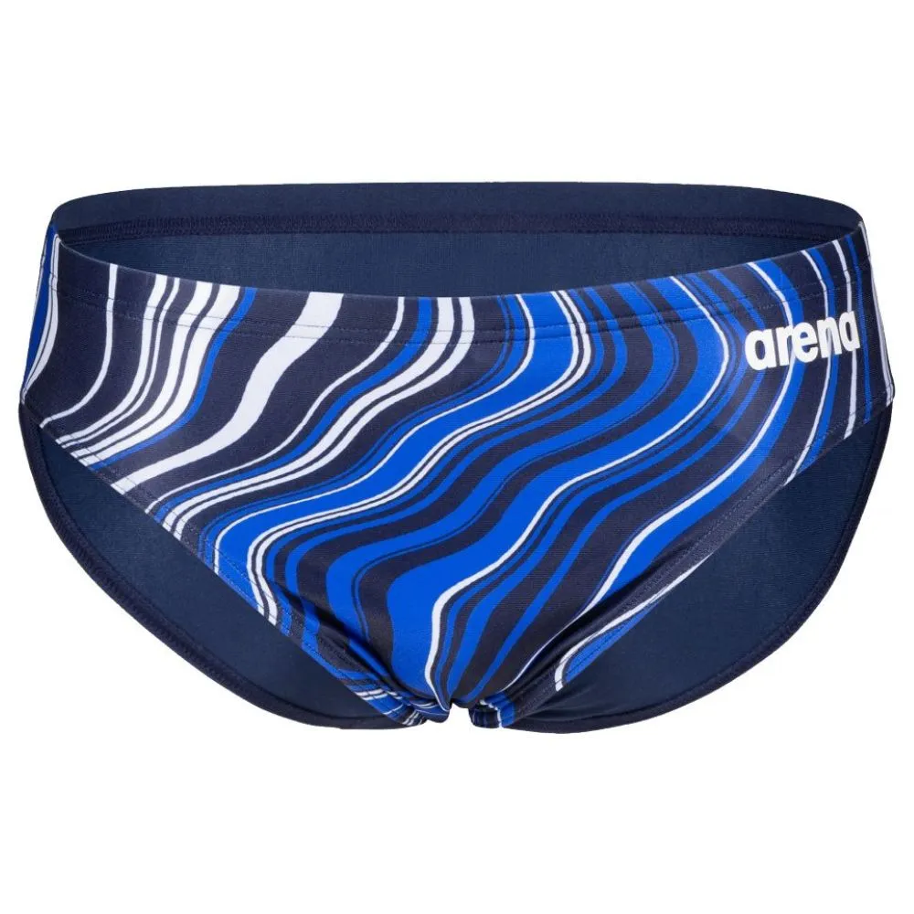 MEN'S MARBLED PRINT SWIM BRIEF - NAVY/NAVY MULTI