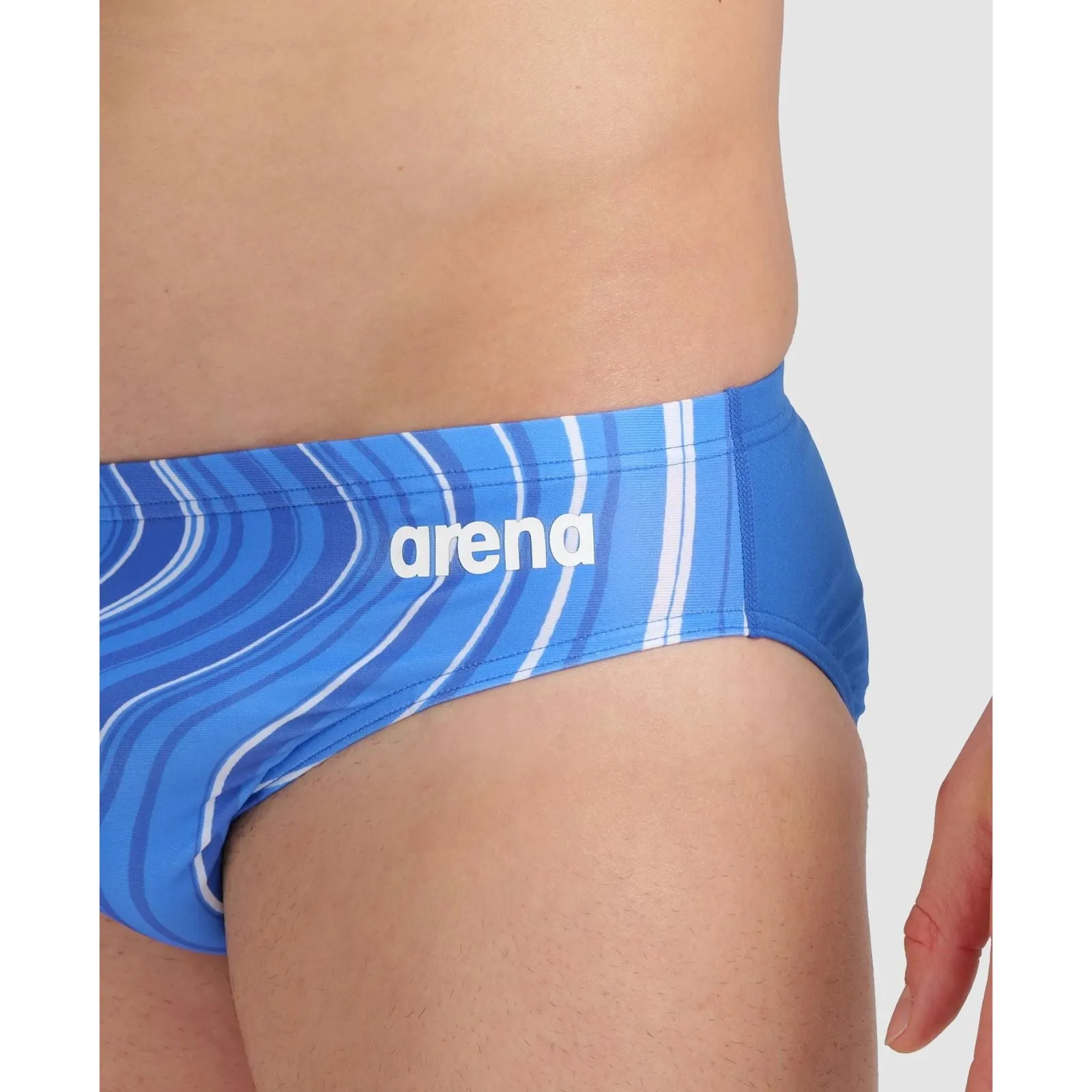 MEN'S MARBLED PRINT SWIM BRIEF - ROYAL/ROYAL MULTI