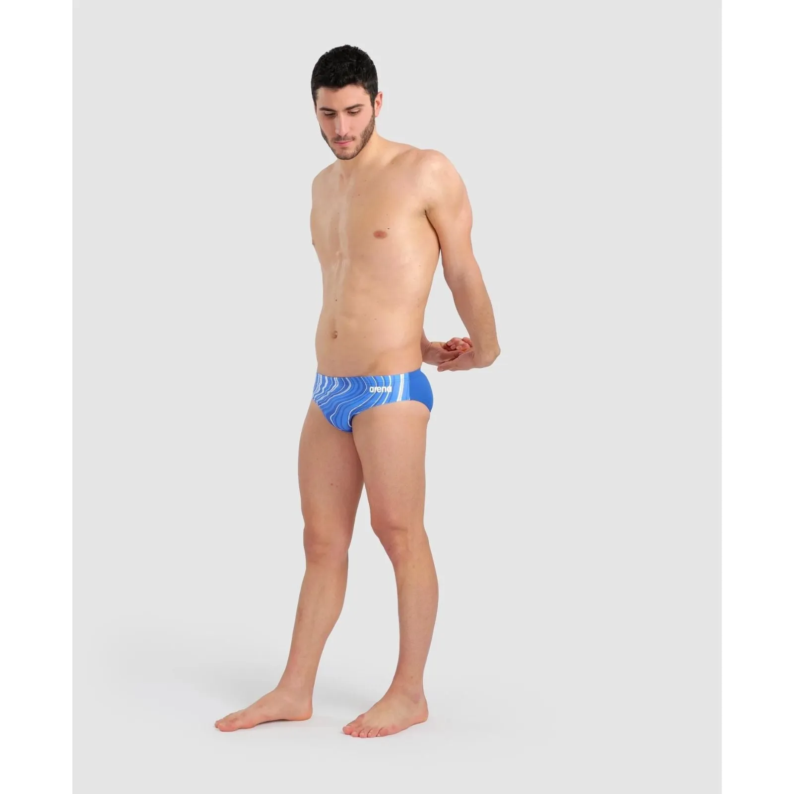 MEN'S MARBLED PRINT SWIM BRIEF - ROYAL/ROYAL MULTI