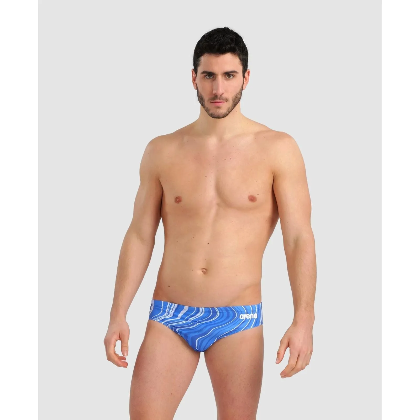 MEN'S MARBLED PRINT SWIM BRIEF - ROYAL/ROYAL MULTI