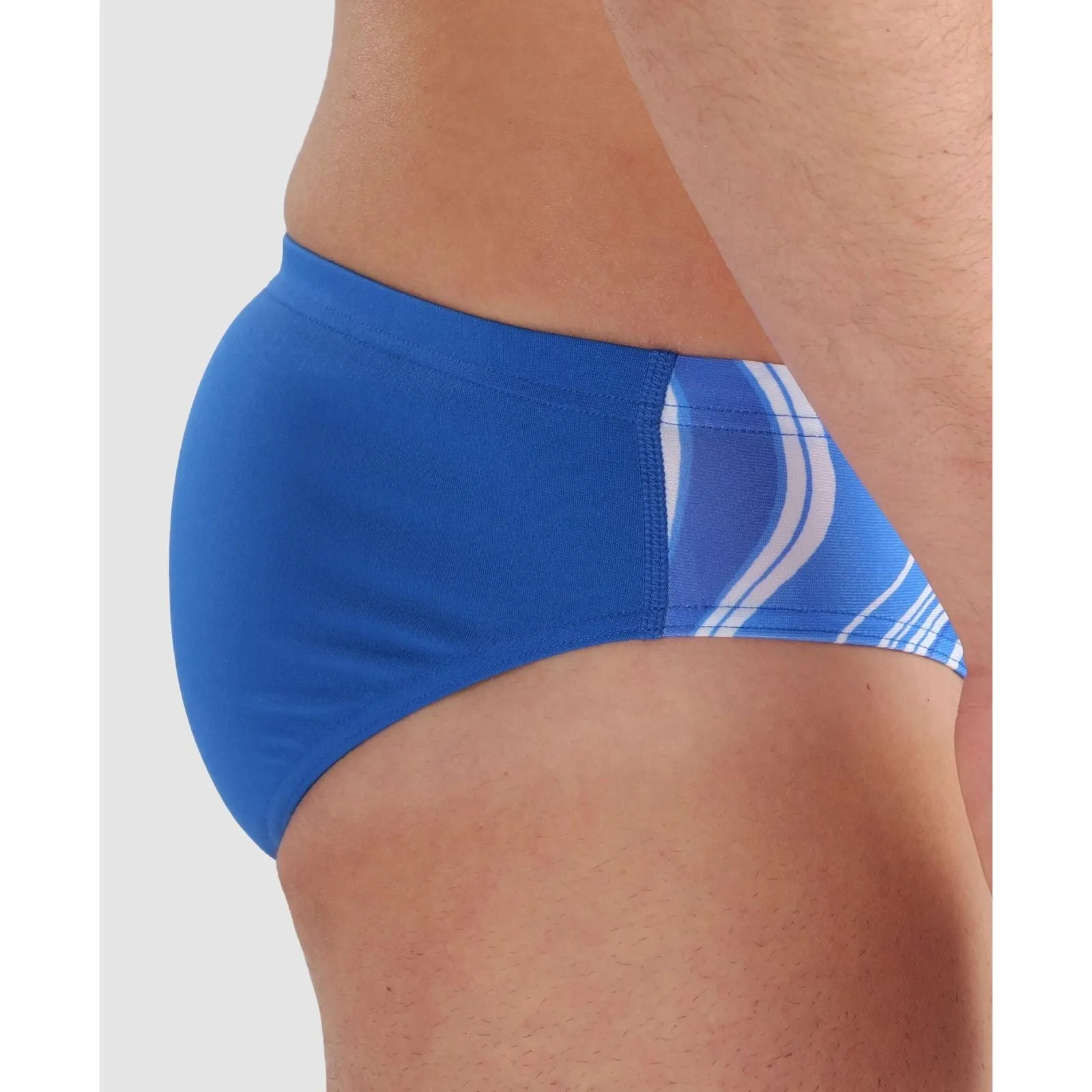 MEN'S MARBLED PRINT SWIM BRIEF - ROYAL/ROYAL MULTI