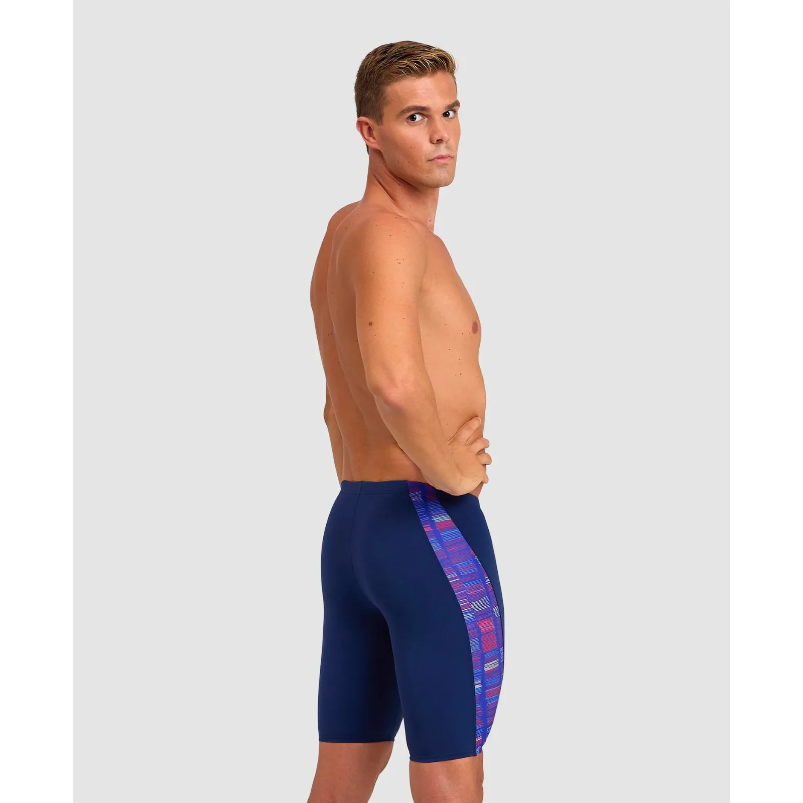 MEN'S SWIM JAMMER SLOW MOTION - NAVY/NEON BLUE MULTI