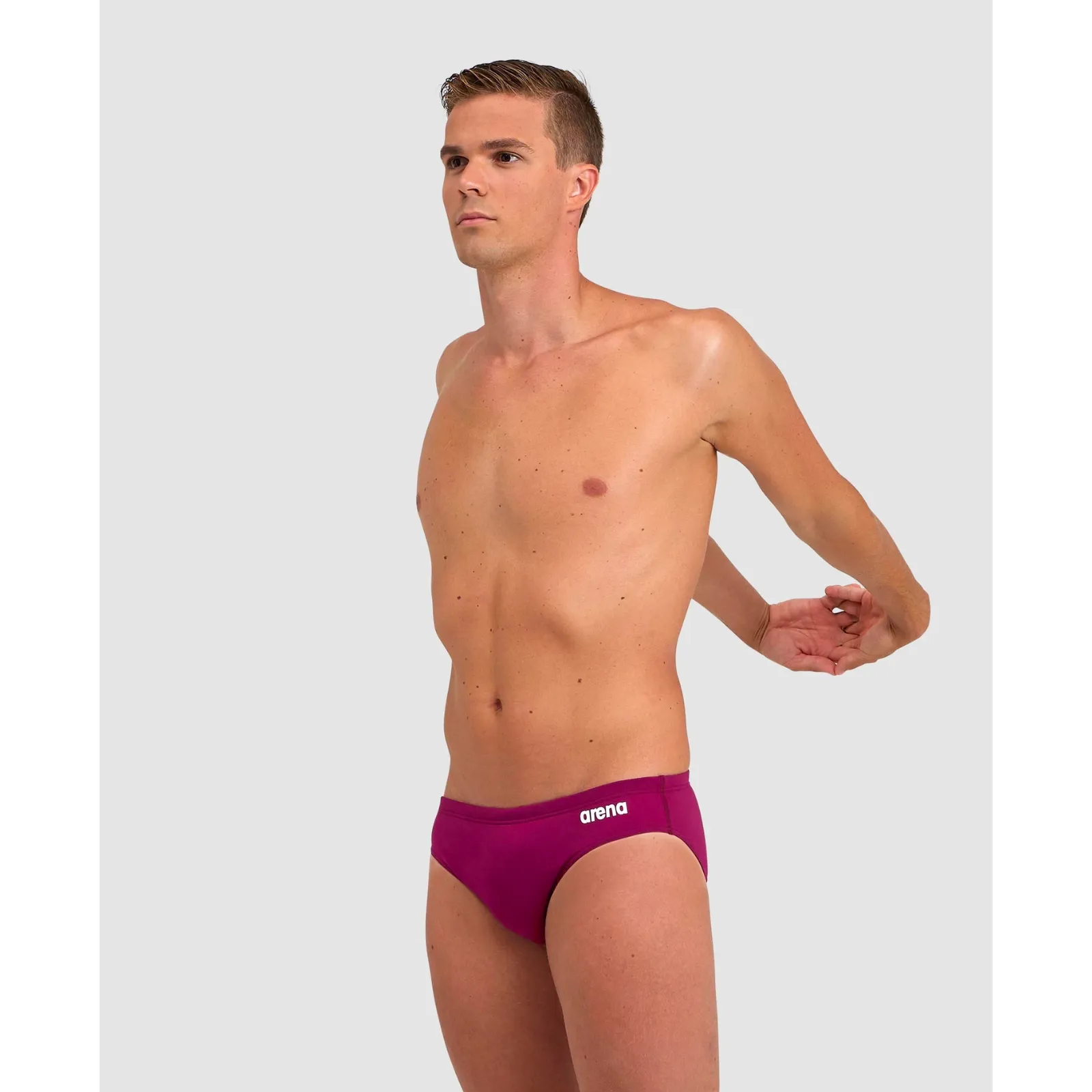 MEN'S TEAM SWIM BRIEF SOLID - RED FANDANGO/WHITE