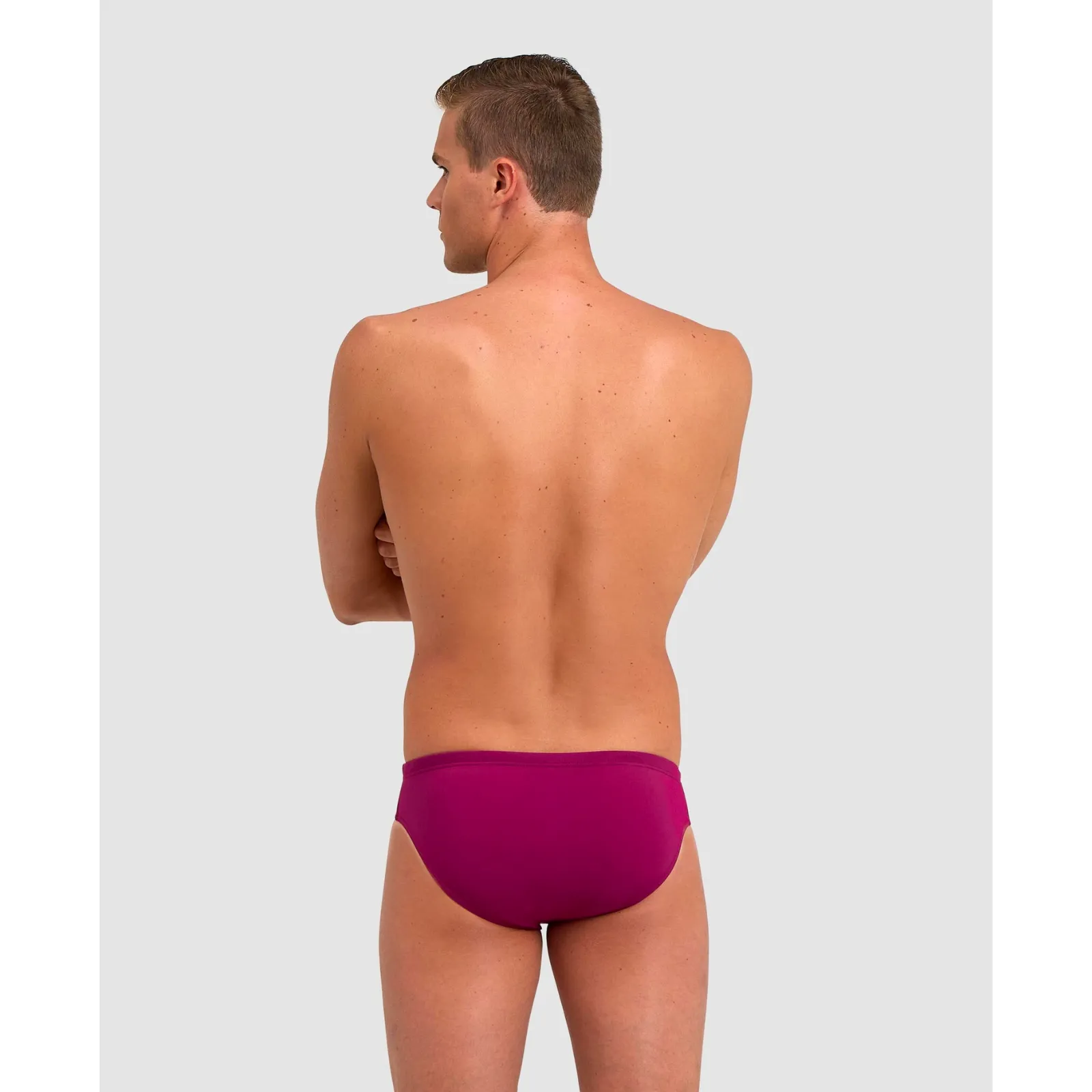 MEN'S TEAM SWIM BRIEF SOLID - RED FANDANGO/WHITE