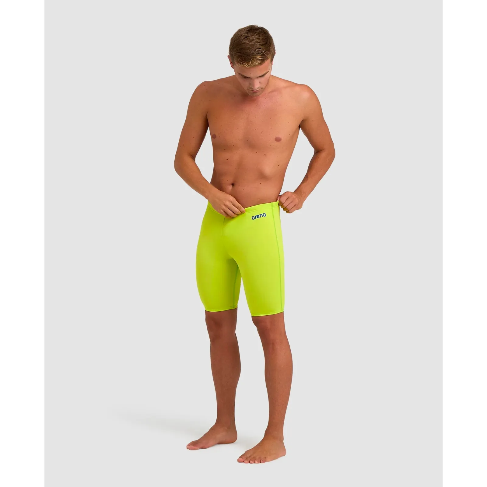 MEN'S TEAM SWIM JAMMER SOLID - SOFT GREEN/NEON BLUE