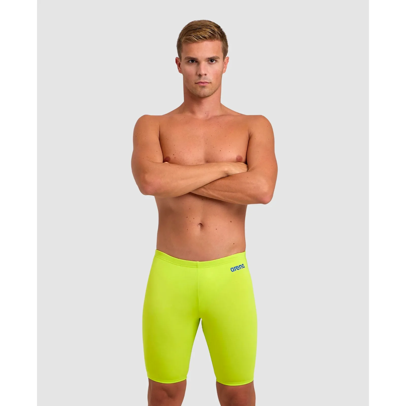 MEN'S TEAM SWIM JAMMER SOLID - SOFT GREEN/NEON BLUE