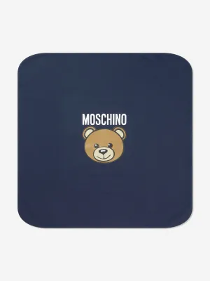 Moschino Baby Bear Logo Blanket in Navy (70cm)