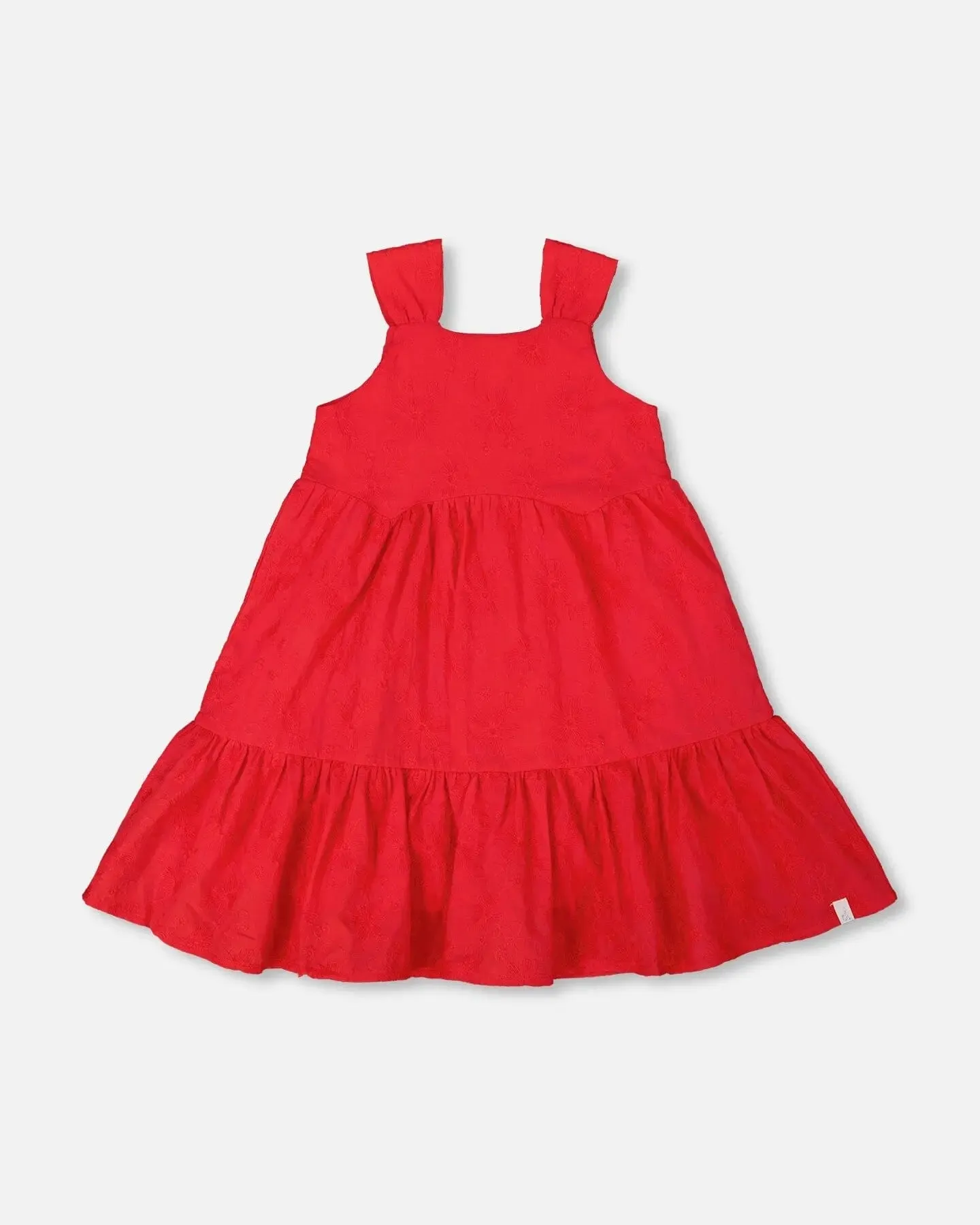 Multi-Tiered Eyelet Dress Red