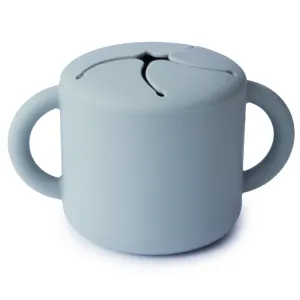Mushie Kids Silicone Snack Cup - Powder Blue | Spill-Resistant Toddler Feeding Essential
